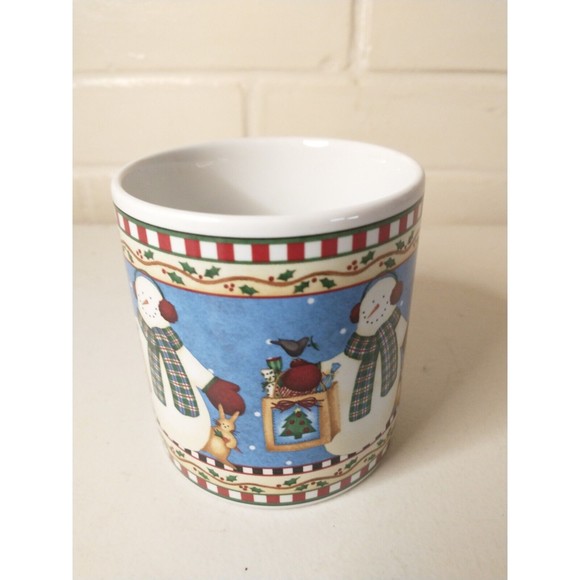 Jolly Snowmen Mugs Debbie Mumm Sakura  2000 Set Of 4 - Picture 7 of 13
